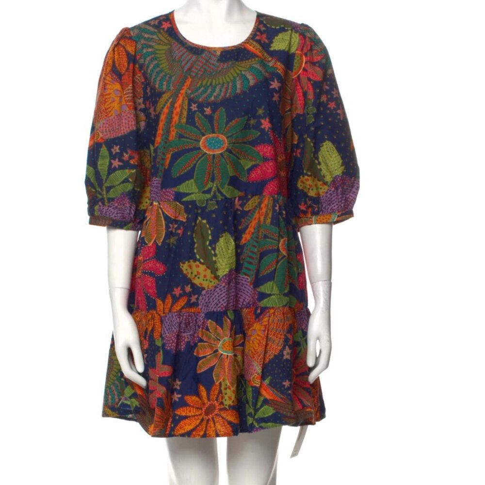 FARM Rio Macaw Floral Puff Sleeve Mini Dress